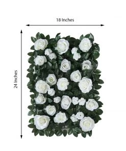 HIER_1910 3 Sq Ft - White Silk Rose Flower Wall Panels, Wedding Backdrop Wall Decor