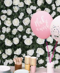 HIER_1910 3 Sq Ft - White Silk Rose Flower Wall Panels, Wedding Backdrop Wall Decor