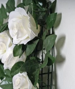 HIER_1910 3 Sq Ft - White Silk Rose Flower Wall Panels, Wedding Backdrop Wall Decor