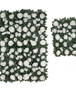 HIER_1910 3 Sq Ft - White Silk Rose Flower Wall Panels, Wedding Backdrop Wall Decor
