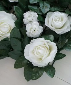 HIER_1910 3 Sq Ft - White Silk Rose Flower Wall Panels, Wedding Backdrop Wall Decor