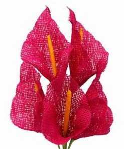 Silkflowersfactory Single Stems 25 Fushia Large Burlap Calla Lilies Artificial Flowers Wedding Bouquets DIY Crafts Decoration
