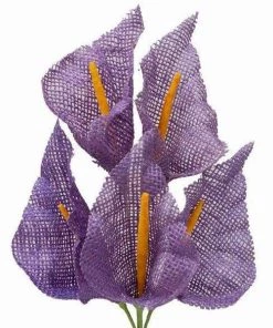 Silkflowersfactory 25 Lavender Large Burlap Calla Lilies Artificial Flowers Wedding Bouquets DIY Crafts Decoration