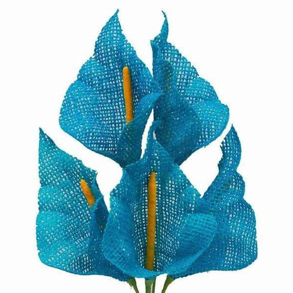 Silkflowersfactory 25 Turquoise Large Burlap Calla Lilies Artificial Flowers Wedding Bouquets DIY Crafts Decoration 3 Silkflowersfactory 25 Turquoise Large Burlap Calla Lilies Artificial Flowers Wedding Bouquets DIY Crafts Decoration
