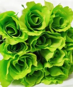 Silkflowersfactory 48 Artificial Rose Wedding Flower Bundles Vase Centerpiece Decor - Lime