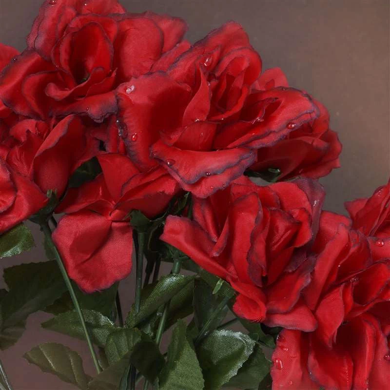 Silkflowersfactory Small Open Rose Bush Artificial Silk Flowers - Black / Red Roses 4 Silkflowersfactory Small Open Rose Bush Artificial Silk Flowers - Black / Red Roses