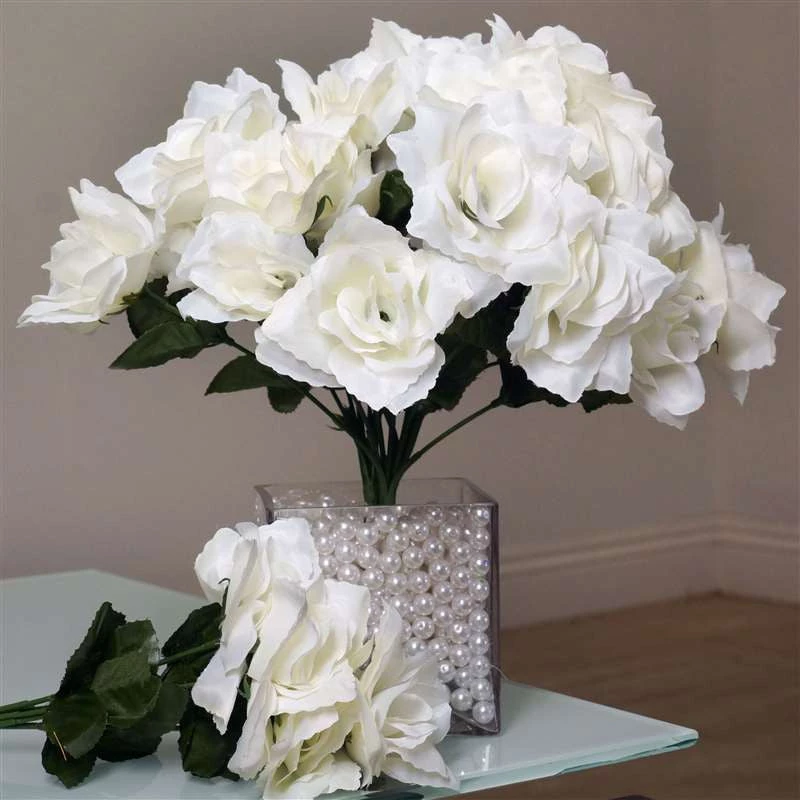 Silkflowersfactory Small Open Rose Bush Artificial Silk Flowers - Cream 3 Silkflowersfactory Small Open Rose Bush Artificial Silk Flowers - Cream