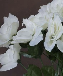 Silkflowersfactory Small Open Rose Bush Artificial Silk Flowers - Cream