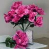 Silkflowersfactory Roses Small Open Rose Bush Artificial Silk Flowers - Fuchsia