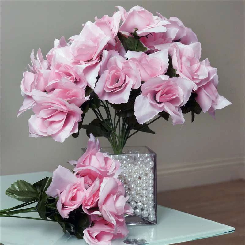 Silkflowersfactory Small Open Rose Bush Artificial Silk Flowers - Pink Roses 3 Silkflowersfactory Small Open Rose Bush Artificial Silk Flowers - Pink Roses