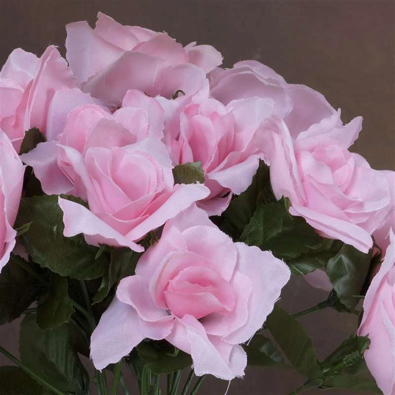 Silkflowersfactory Small Open Rose Bush Artificial Silk Flowers - Pink Roses 4 Silkflowersfactory Small Open Rose Bush Artificial Silk Flowers - Pink Roses