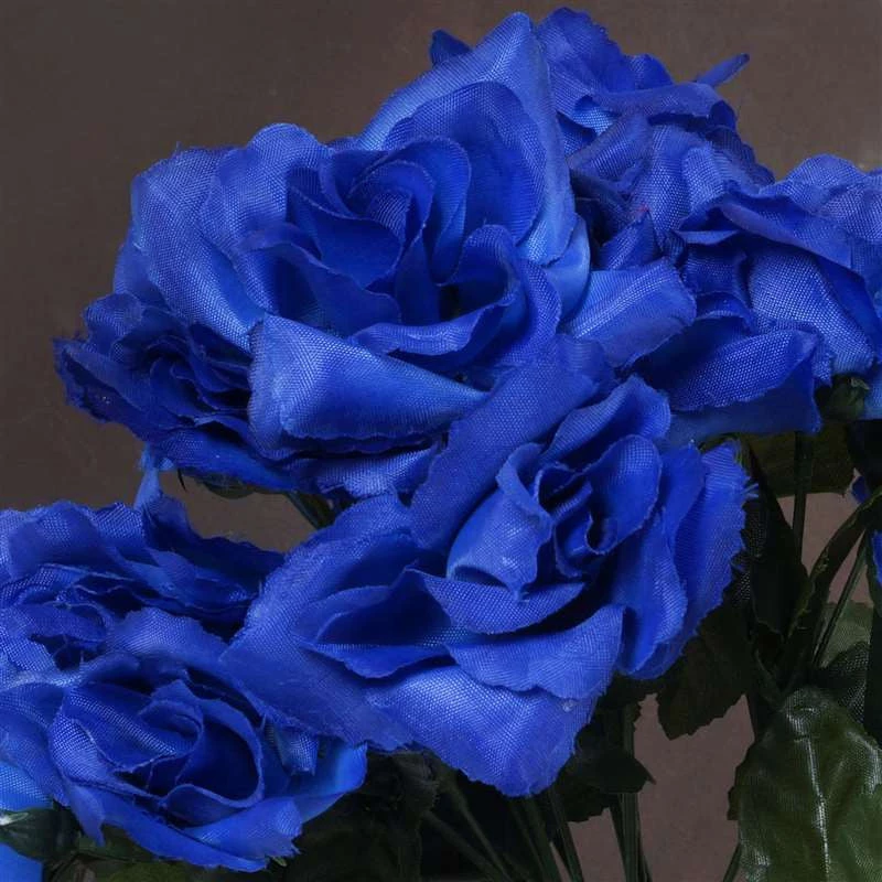 Silkflowersfactory Small Open Rose Bush Artificial Silk Flowers - Royal Blue Roses 4 Silkflowersfactory Small Open Rose Bush Artificial Silk Flowers - Royal Blue Roses
