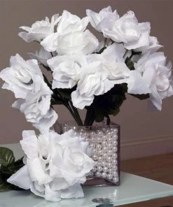 Silkflowersfactory Roses Small Open Rose Bush Artificial Silk Flowers - White 7 Silkflowersfactory Roses Small Open Rose Bush Artificial Silk Flowers - White
