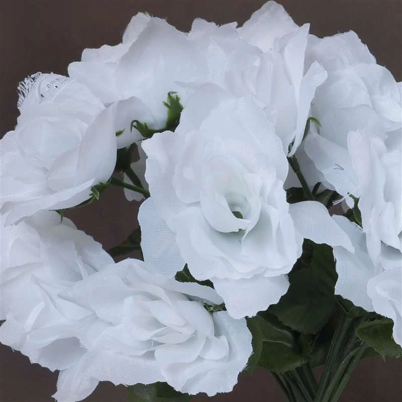 Silkflowersfactory Roses Small Open Rose Bush Artificial Silk Flowers - White 4 Silkflowersfactory Roses Small Open Rose Bush Artificial Silk Flowers - White