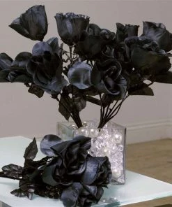 Silkflowersfactory Small Rose Buds Artificial Silk Flowers - Black
