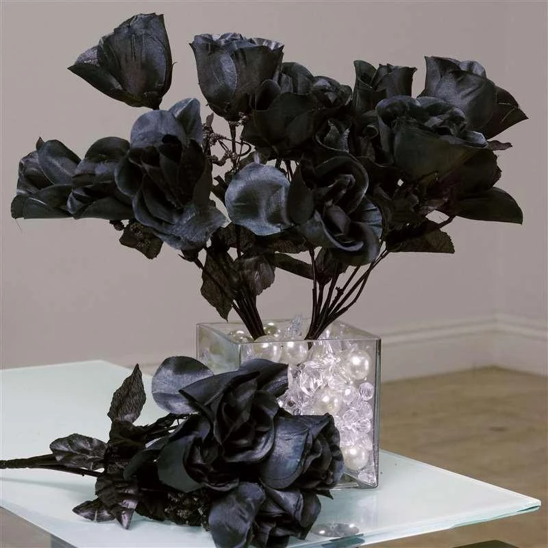 Silkflowersfactory Small Rose Buds Artificial Silk Flowers - Black 3 Silkflowersfactory Small Rose Buds Artificial Silk Flowers - Black