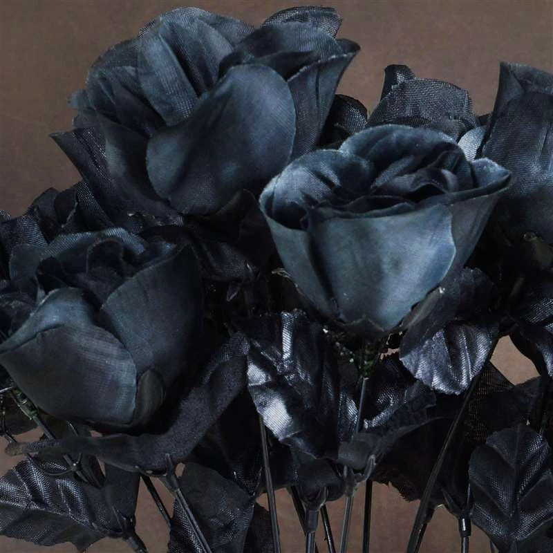Silkflowersfactory Small Rose Buds Artificial Silk Flowers - Black 5 Silkflowersfactory Small Rose Buds Artificial Silk Flowers - Black