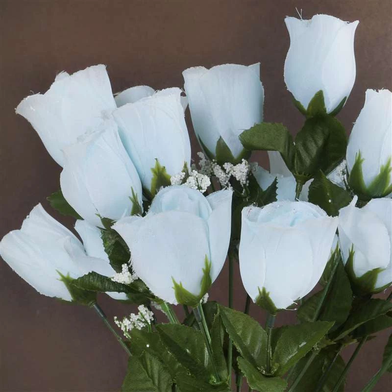 Silkflowersfactory Small Rose Buds Artificial Silk Flowers - Blue 4 Silkflowersfactory Small Rose Buds Artificial Silk Flowers - Blue