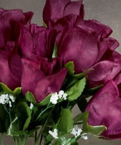 Silkflowersfactory Small Rose Buds Artificial Silk Flowers - Burgundy