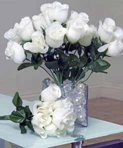 Silkflowersfactory Small Rose Buds Artificial Silk Flowers - Cream
