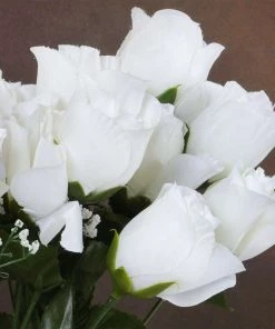 Silkflowersfactory Small Rose Buds Artificial Silk Flowers - Cream