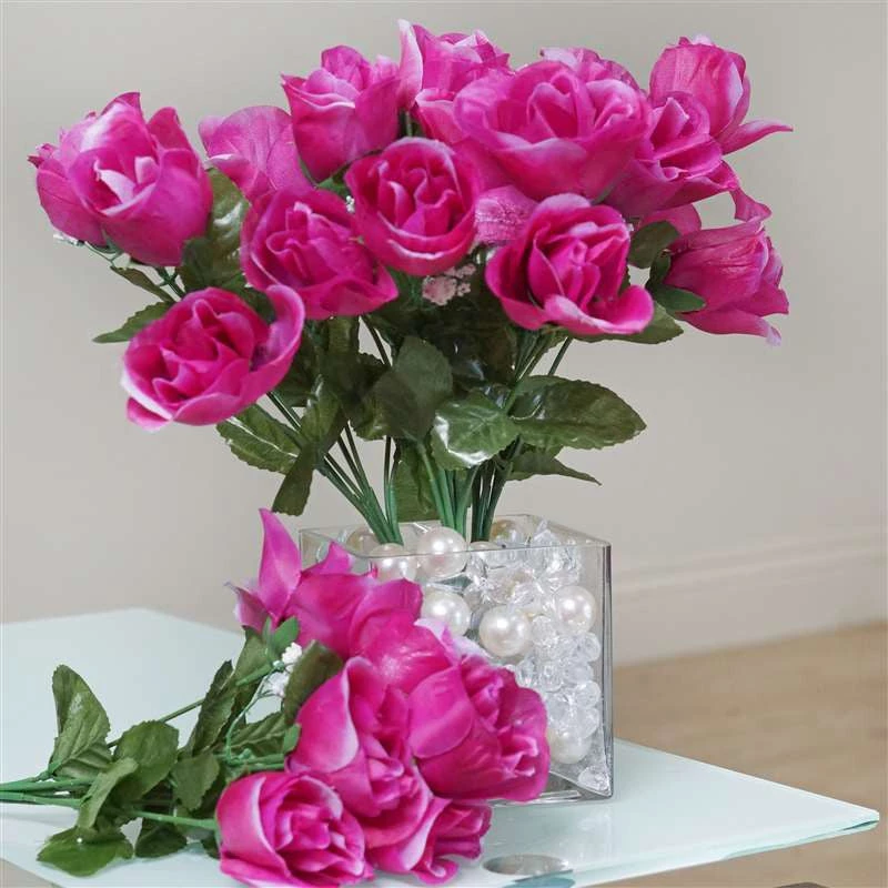 Silkflowersfactory Roses Small Rose Buds Artificial Silk Flowers - Fuchsia 3 Silkflowersfactory Roses Small Rose Buds Artificial Silk Flowers - Fuchsia