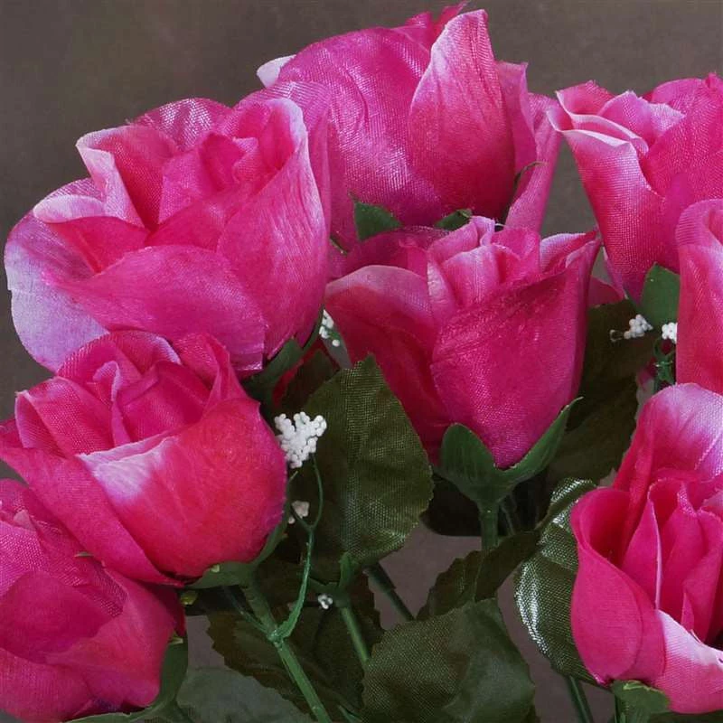 Silkflowersfactory Roses Small Rose Buds Artificial Silk Flowers - Fuchsia 4 Silkflowersfactory Roses Small Rose Buds Artificial Silk Flowers - Fuchsia