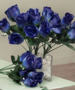 Silkflowersfactory Small Rose Buds Artificial Silk Flowers - Black / Red Roses