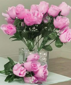 Silkflowersfactory Small Rose Buds Artificial Silk Flowers - Pink 7 Silkflowersfactory Small Rose Buds Artificial Silk Flowers - Pink