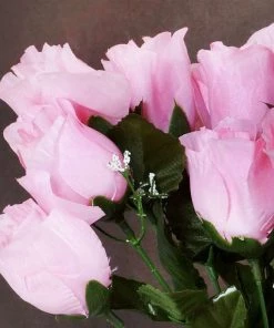 Silkflowersfactory Small Rose Buds Artificial Silk Flowers - Pink