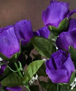 Silkflowersfactory Roses Small Rose Buds Artificial Silk Flowers - Purple