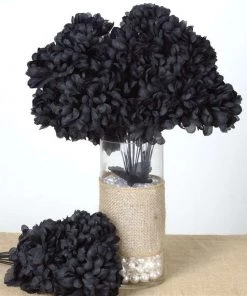 Silkflowersfactory Large Chrysanthemum Bush Artificial Silk Flowers - Black
