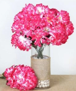 Silkflowersfactory Chrysanthemums Large Chrysanthemum Bush Artificial Silk Flowers - Fuchsia