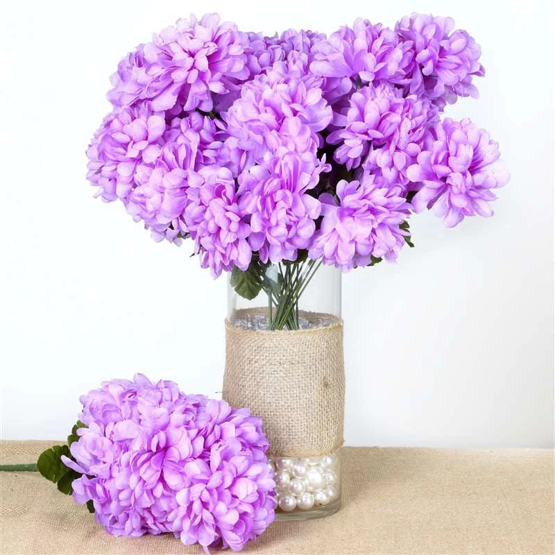 Silkflowersfactory Chrysanthemums Large Chrysanthemum Bush Artificial Silk Flowers - Lavender 3 Silkflowersfactory Chrysanthemums Large Chrysanthemum Bush Artificial Silk Flowers - Lavender