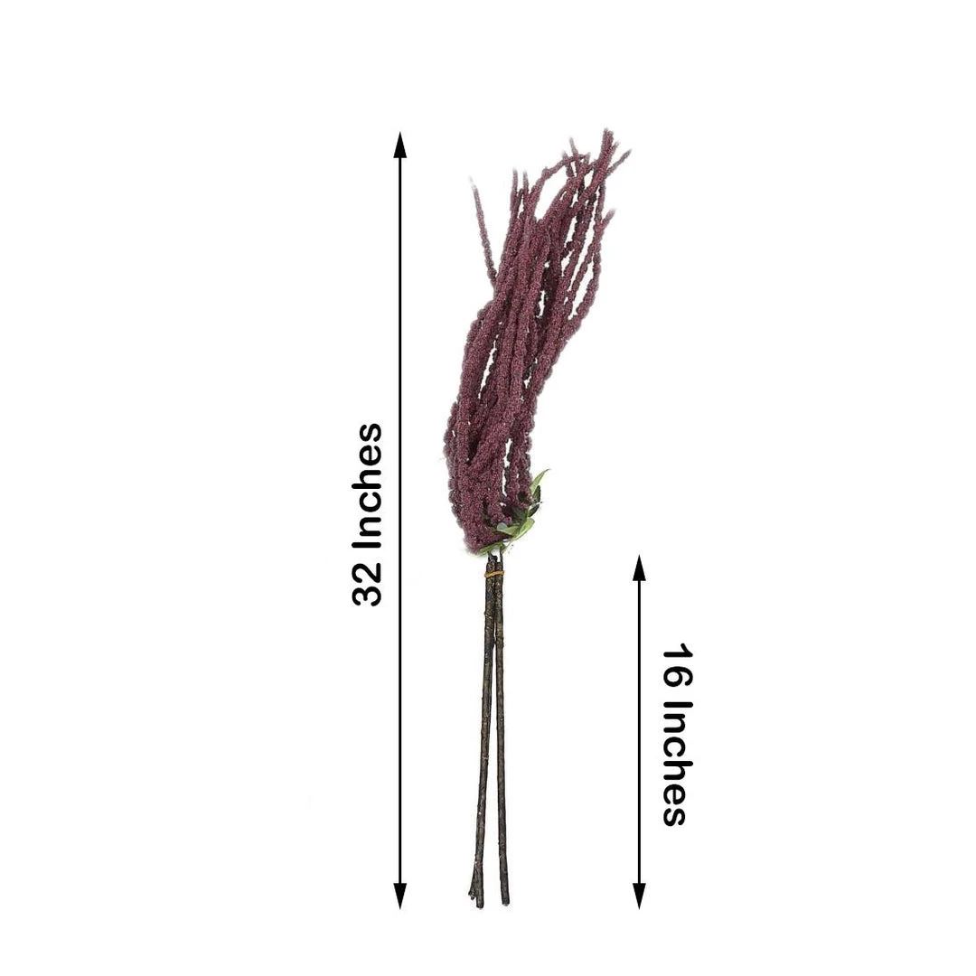 HIER_1400 Artificial Plants Pack Of 2 - 32” Burgundy Amaranthus Artificial Flower Stem With Ivy Leaves 8 HIER_1400 Artificial Plants Pack Of 2 - 32” Burgundy Amaranthus Artificial Flower Stem With Ivy Leaves