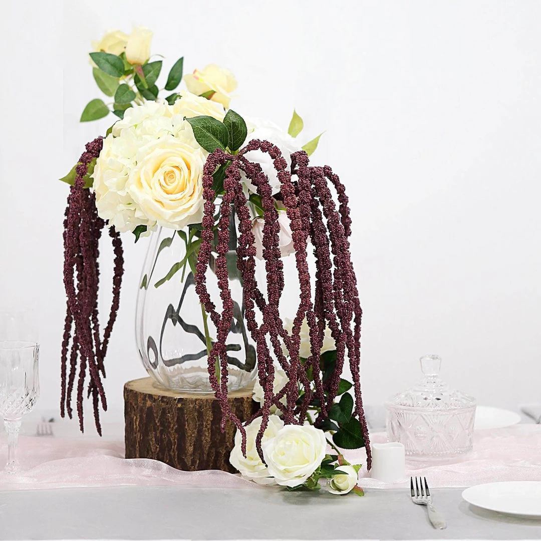 HIER_1400 Artificial Plants Pack Of 2 - 32” Burgundy Amaranthus Artificial Flower Stem With Ivy Leaves 4 HIER_1400 Artificial Plants Pack Of 2 - 32” Burgundy Amaranthus Artificial Flower Stem With Ivy Leaves