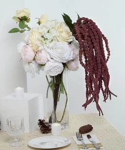 HIER_1400 Artificial Plants Pack Of 2 - 32” Burgundy Amaranthus Artificial Flower Stem With Ivy Leaves 18 HIER_1400 Artificial Plants Pack Of 2 - 32” Burgundy Amaranthus Artificial Flower Stem With Ivy Leaves