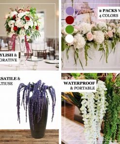 HIER_1400 Pack Of 2 - 32” Green Amaranthus Artificial Flower Stem With Ivy Leaves