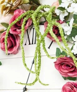 HIER_1400 Pack Of 2 - 32” Green Amaranthus Artificial Flower Stem With Ivy Leaves