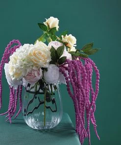 HIER_1150 Pack Of 2 - 32” Lavender Amaranthus Artificial Flower Stem With Ivy Leaves Artificial Plants