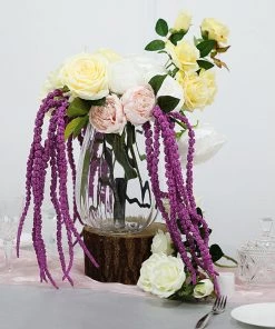 HIER_1150 Pack Of 2 - 32” Lavender Amaranthus Artificial Flower Stem With Ivy Leaves Artificial Plants
