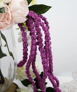 HIER_1150 Pack Of 2 - 32” Lavender Amaranthus Artificial Flower Stem With Ivy Leaves Artificial Plants