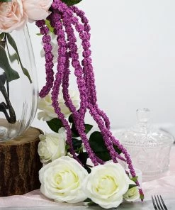 HIER_1150 Pack Of 2 - 32” Lavender Amaranthus Artificial Flower Stem With Ivy Leaves Artificial Plants