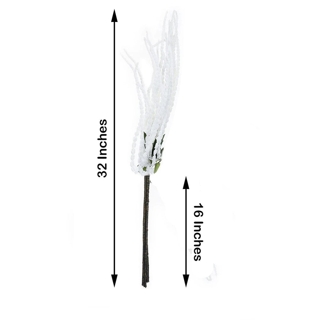 HIER_1150 Artificial Plants Pack Of 2 - 32” White Amaranthus Artificial Flower Stem With Ivy Leaves 8 HIER_1150 Artificial Plants Pack Of 2 - 32” White Amaranthus Artificial Flower Stem With Ivy Leaves