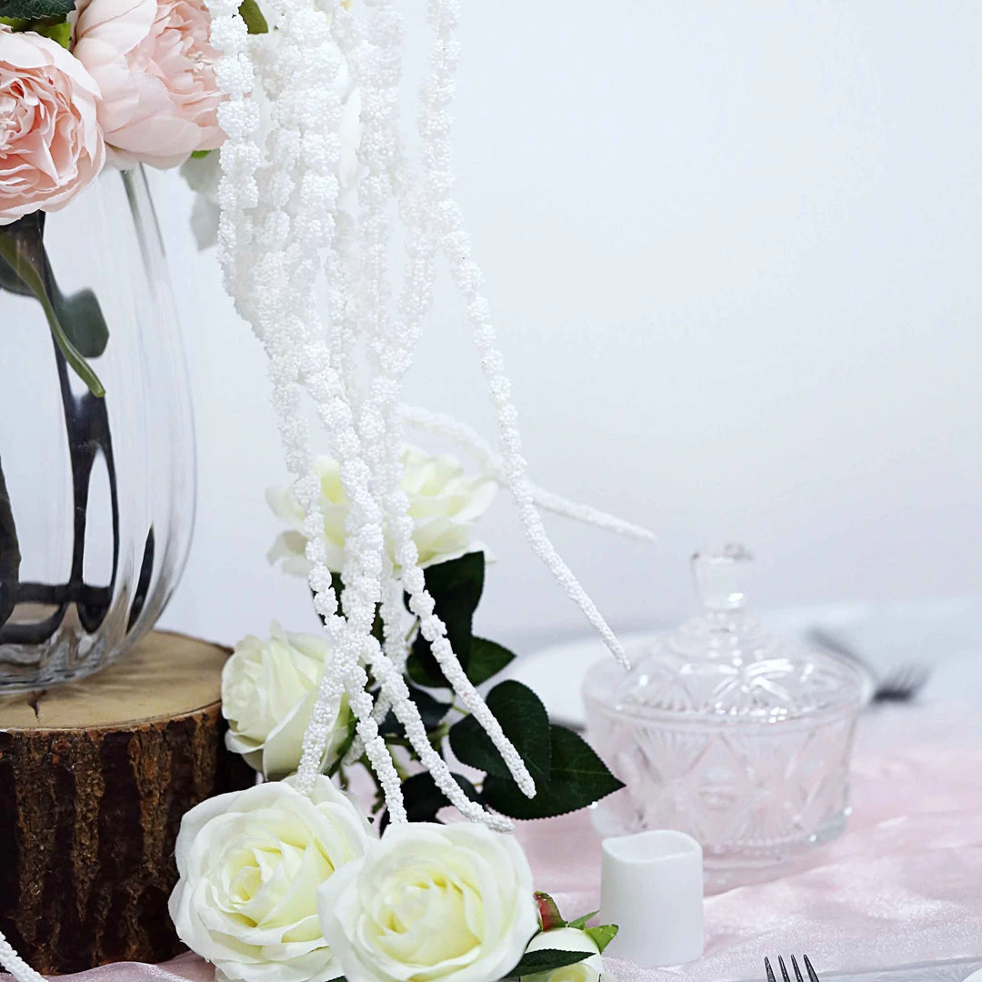 HIER_1150 Artificial Plants Pack Of 2 - 32” White Amaranthus Artificial Flower Stem With Ivy Leaves 10 HIER_1150 Artificial Plants Pack Of 2 - 32” White Amaranthus Artificial Flower Stem With Ivy Leaves