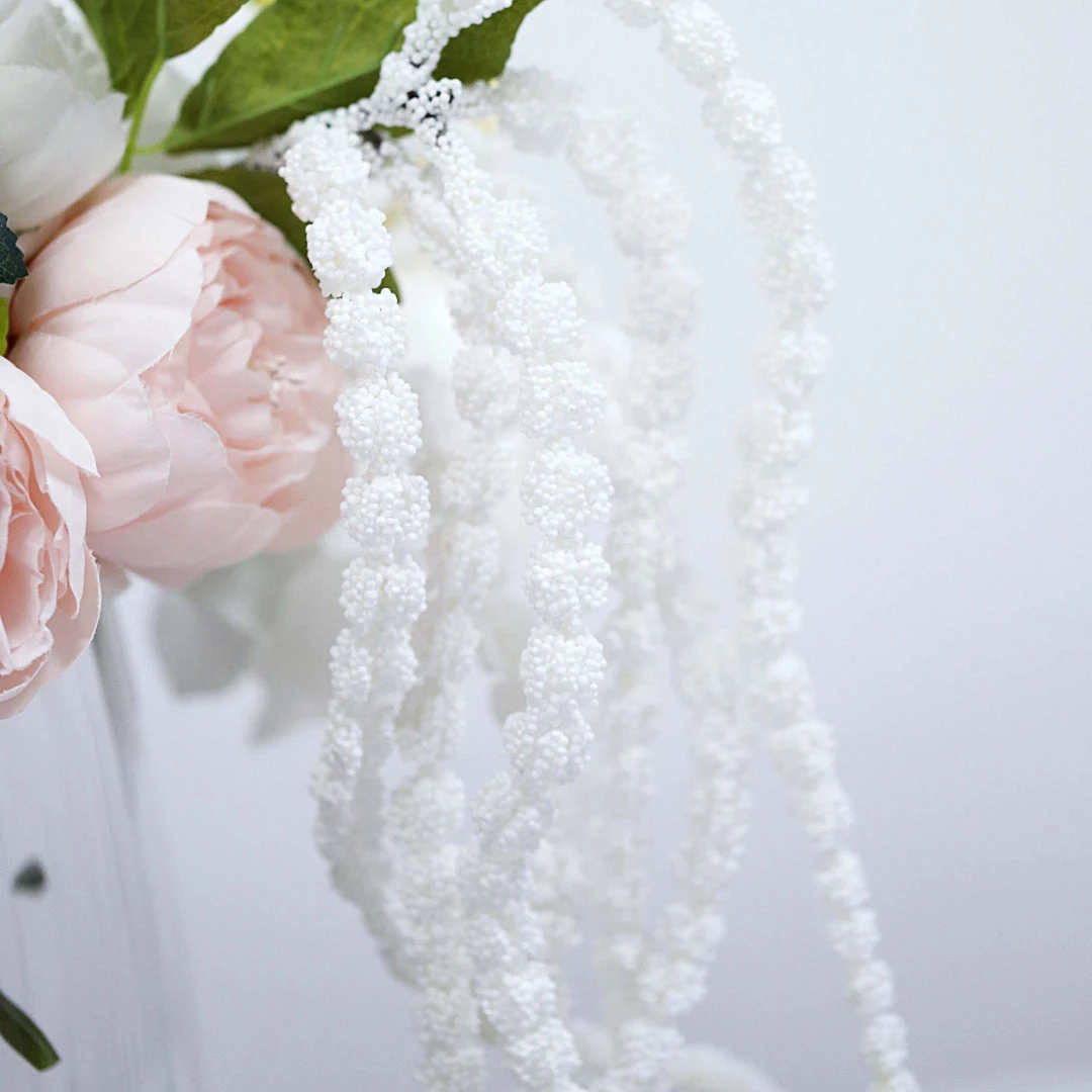 HIER_1150 Artificial Plants Pack Of 2 - 32” White Amaranthus Artificial Flower Stem With Ivy Leaves 12 HIER_1150 Artificial Plants Pack Of 2 - 32” White Amaranthus Artificial Flower Stem With Ivy Leaves