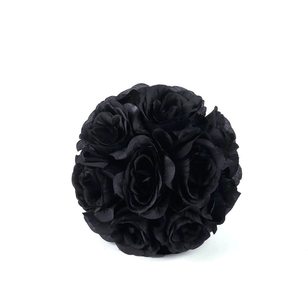 HIER_1500 Kissing Balls 2 Pack | 7" Black Flower Ball Silk Rose Pomander Kissing Ball 5 HIER_1500 Kissing Balls 2 Pack | 7" Black Flower Ball Silk Rose Pomander Kissing Ball