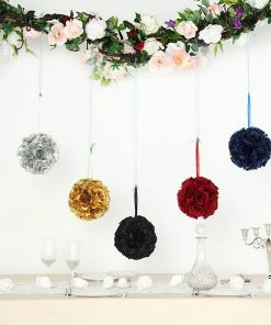 HIER_1500 Kissing Balls 2 Pack | 7" Black Flower Ball Silk Rose Pomander Kissing Ball 30 HIER_1500 Kissing Balls 2 Pack | 7