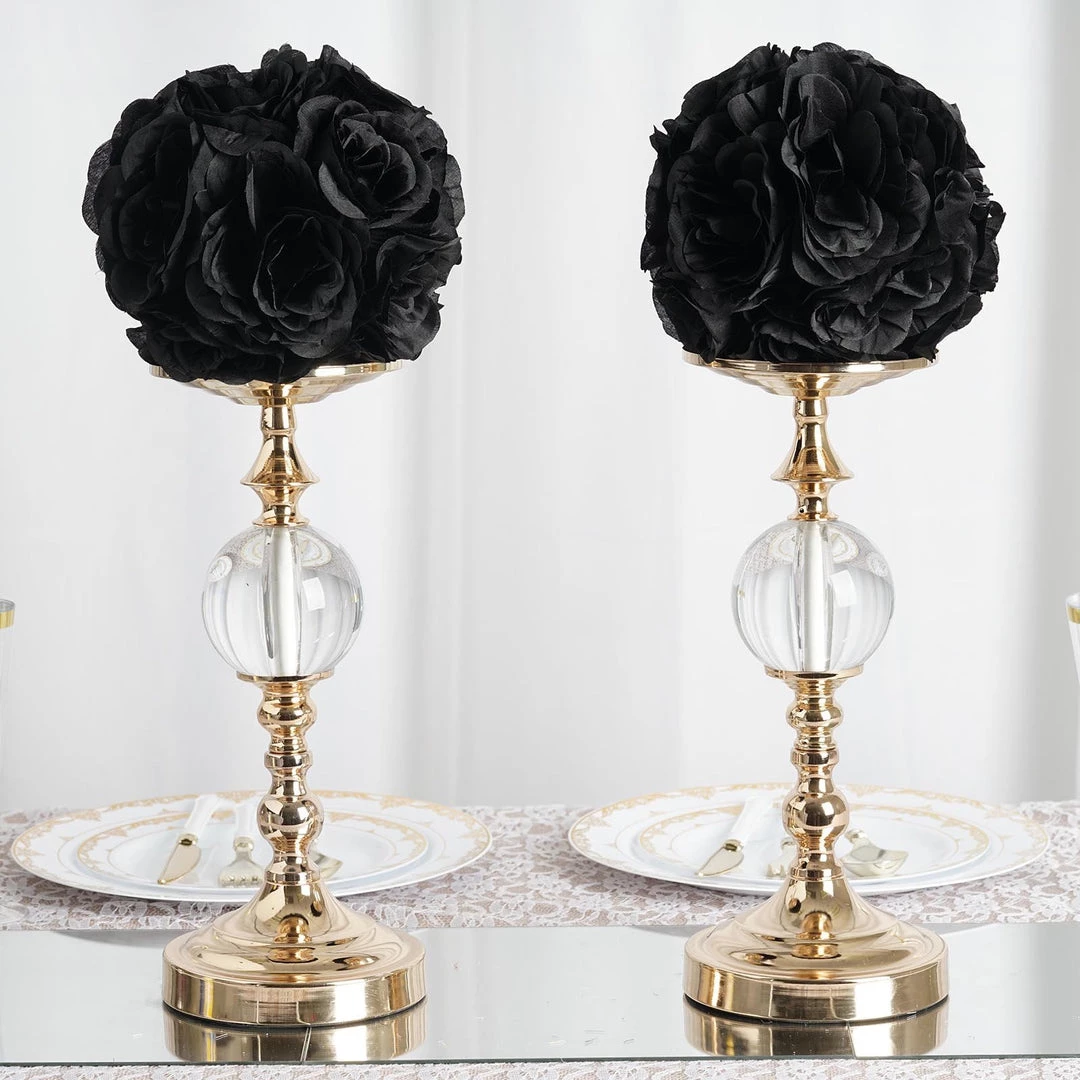 HIER_1500 Kissing Balls 2 Pack | 7" Black Flower Ball Silk Rose Pomander Kissing Ball 3 HIER_1500 Kissing Balls 2 Pack | 7" Black Flower Ball Silk Rose Pomander Kissing Ball