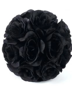 HIER_1500 Kissing Balls 2 Pack | 7" Black Flower Ball Silk Rose Pomander Kissing Ball 33 HIER_1500 Kissing Balls 2 Pack | 7